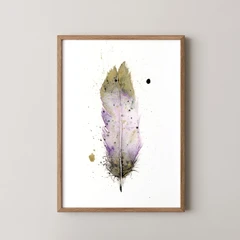 Image of a feather watercolor painting by Shayna Larsen, originals & prints available