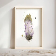 Image of a feather watercolor painting by Shayna Larsen, originals & prints available