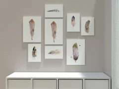 Image of a feather watercolor painting by Shayna Larsen, originals & prints available