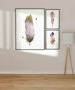 Image of a feather watercolor painting by Shayna Larsen, originals & prints available