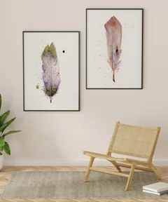 Image of a feather watercolor painting by Shayna Larsen, originals & prints available