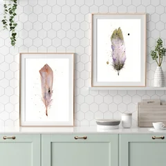 Image of a feather watercolor painting by Shayna Larsen, originals & prints available