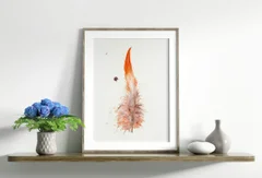 Image of a feather watercolor painting by Shayna Larsen, originals & prints available