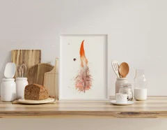 Image of a feather watercolor painting by Shayna Larsen, originals & prints available