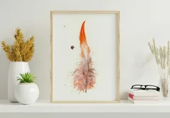 Image of a feather watercolor painting by Shayna Larsen, originals & prints available