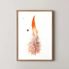 Image of a feather watercolor painting by Shayna Larsen, originals & prints available