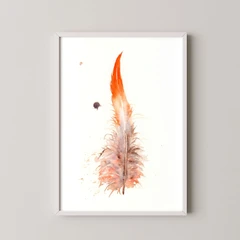 Image of a feather watercolor painting by Shayna Larsen, originals & prints available