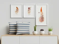 Image of a feather watercolor painting by Shayna Larsen, originals & prints available