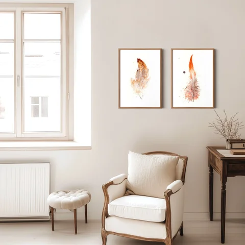 Image of a feather watercolor painting by Shayna Larsen, originals & prints available