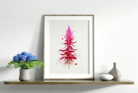 Image of a feather watercolor painting by Shayna Larsen, originals & prints available
