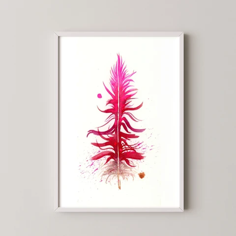 Image of a feather watercolor painting by Shayna Larsen, originals & prints available