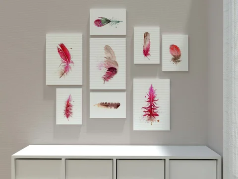 Image of a feather watercolor painting by Shayna Larsen, originals & prints available