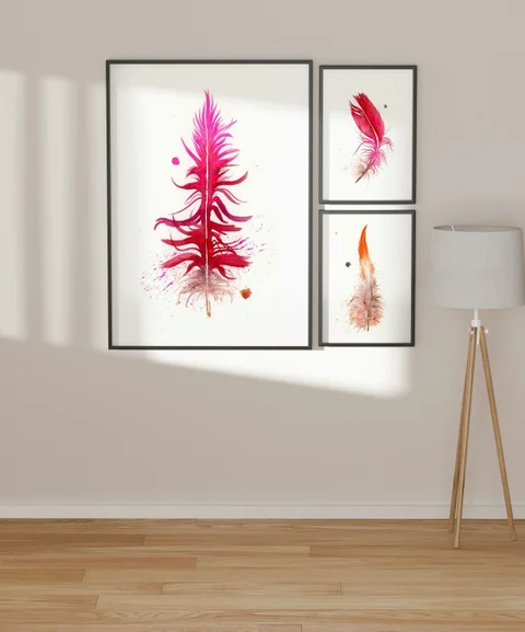 Image of a feather watercolor painting by Shayna Larsen, originals & prints available