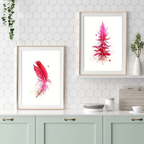 Image of a feather watercolor painting by Shayna Larsen, originals & prints available