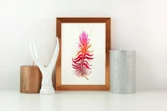 Image of a feather watercolor painting by Shayna Larsen, originals & prints available
