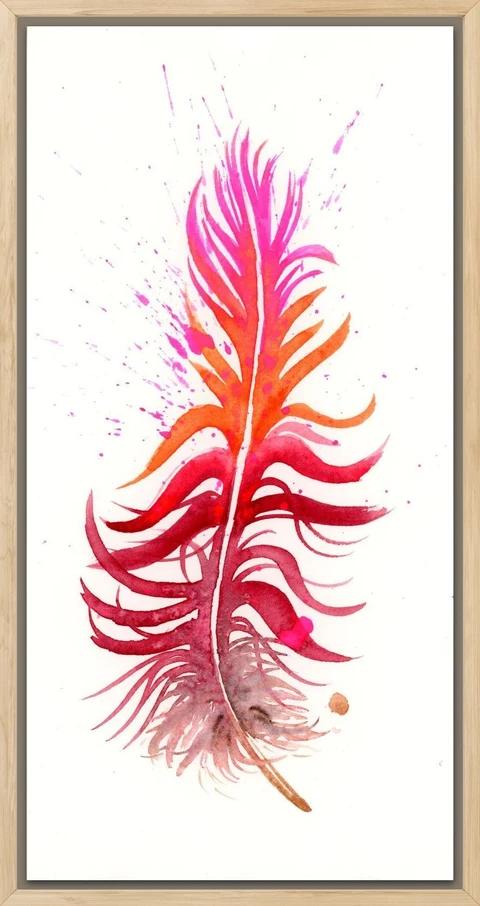 Image of a feather watercolor painting by Shayna Larsen, originals & prints available