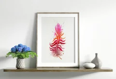 Image of a feather watercolor painting by Shayna Larsen, originals & prints available