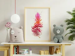 Image of a feather watercolor painting by Shayna Larsen, originals & prints available