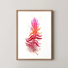 Image of a feather watercolor painting by Shayna Larsen, originals & prints available