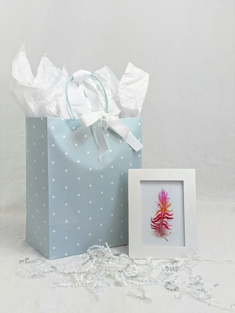 Image of a feather watercolor painting by Shayna Larsen, originals & prints available