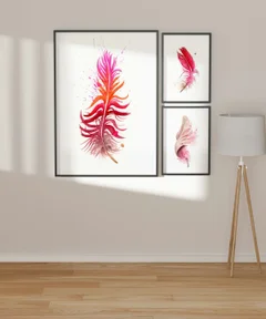 Image of a feather watercolor painting by Shayna Larsen, originals & prints available