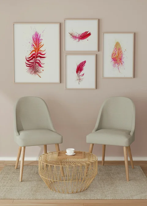 Image of a feather watercolor painting by Shayna Larsen, originals & prints available