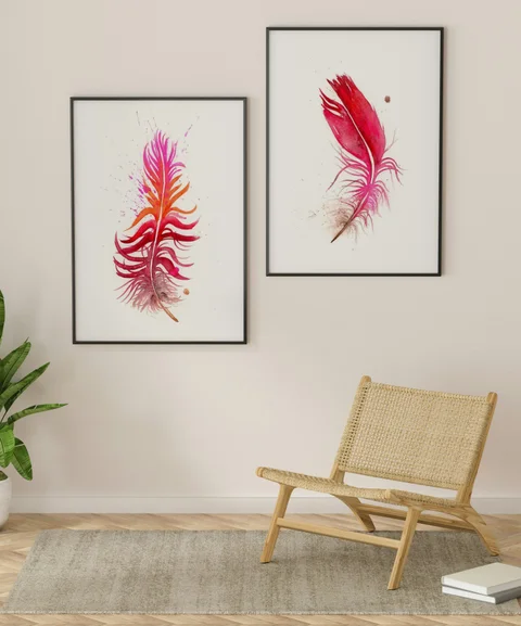 Image of a feather watercolor painting by Shayna Larsen, originals & prints available