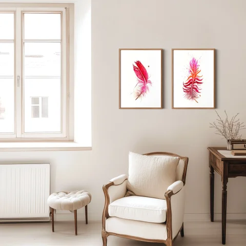 Image of a feather watercolor painting by Shayna Larsen, originals & prints available