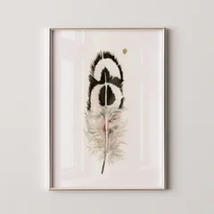 Image of a feather watercolor painting by Shayna Larsen, originals & prints available