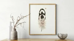 Image of a feather watercolor painting by Shayna Larsen, originals & prints available