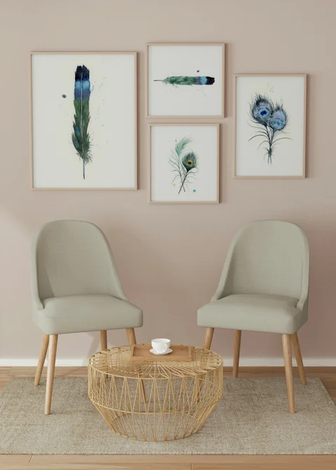 Image of a feather watercolor painting by Shayna Larsen, originals & prints available