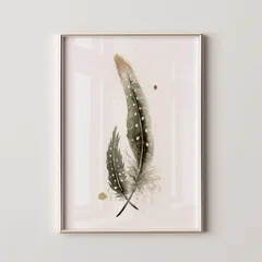 Image of a feather watercolor painting by Shayna Larsen, originals & prints available