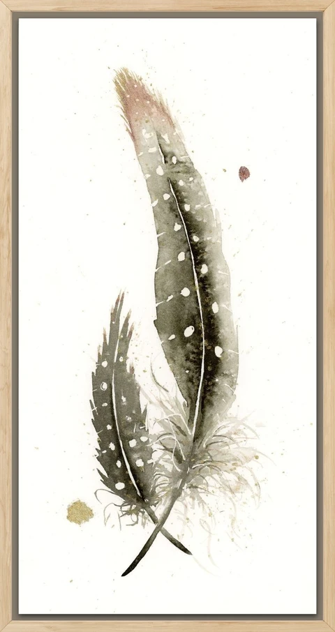 Image of a feather watercolor painting by Shayna Larsen, originals & prints available