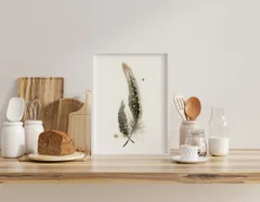 Image of a feather watercolor painting by Shayna Larsen, originals & prints available