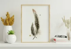 Image of a feather watercolor painting by Shayna Larsen, originals & prints available