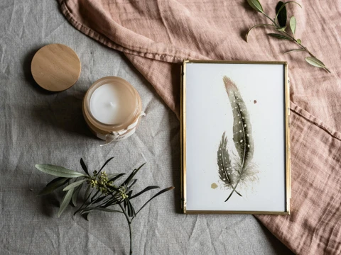 Image of a feather watercolor painting by Shayna Larsen, originals & prints available