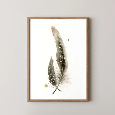 Image of a feather watercolor painting by Shayna Larsen, originals & prints available