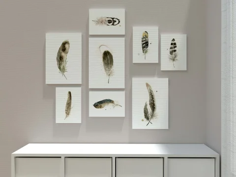 Image of a feather watercolor painting by Shayna Larsen, originals & prints available