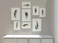 Image of a feather watercolor painting by Shayna Larsen, originals & prints available