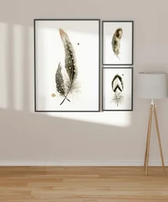 Image of a feather watercolor painting by Shayna Larsen, originals & prints available