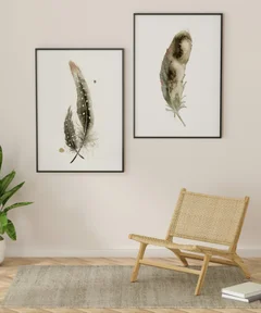 Image of a feather watercolor painting by Shayna Larsen, originals & prints available