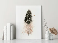 Image of a feather watercolor painting by Shayna Larsen, originals & prints available