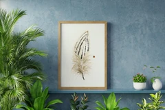 Image of a feather watercolor painting by Shayna Larsen, originals & prints available