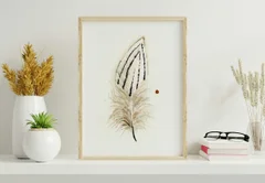 Image of a feather watercolor painting by Shayna Larsen, originals & prints available