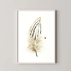Image of a feather watercolor painting by Shayna Larsen, originals & prints available