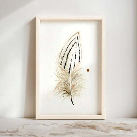 Image of a feather watercolor painting by Shayna Larsen, originals & prints available