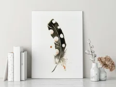 Image of a feather watercolor painting by Shayna Larsen, originals & prints available