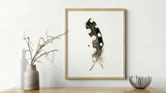 Image of a feather watercolor painting by Shayna Larsen, originals & prints available