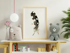 Image of a feather watercolor painting by Shayna Larsen, originals & prints available