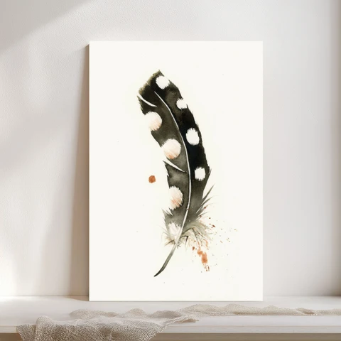 Image of a feather watercolor painting by Shayna Larsen, originals & prints available